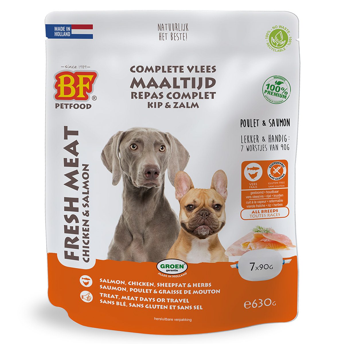 Aliment complet à base de viande Poulet/Saumon